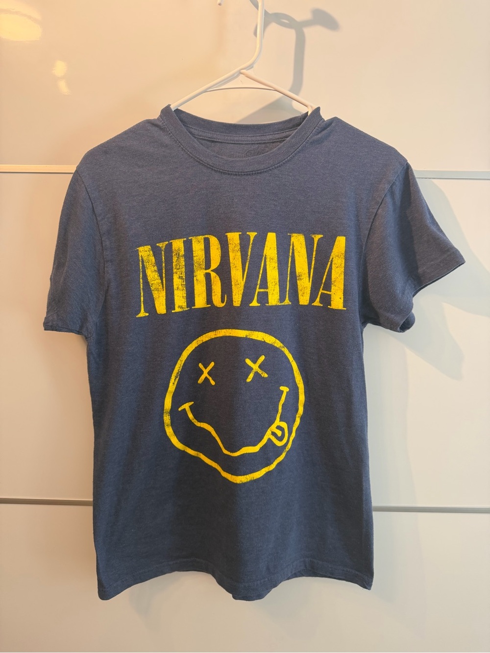NIRVANA Navy Short Sleeve Tee with Yellow Graphic